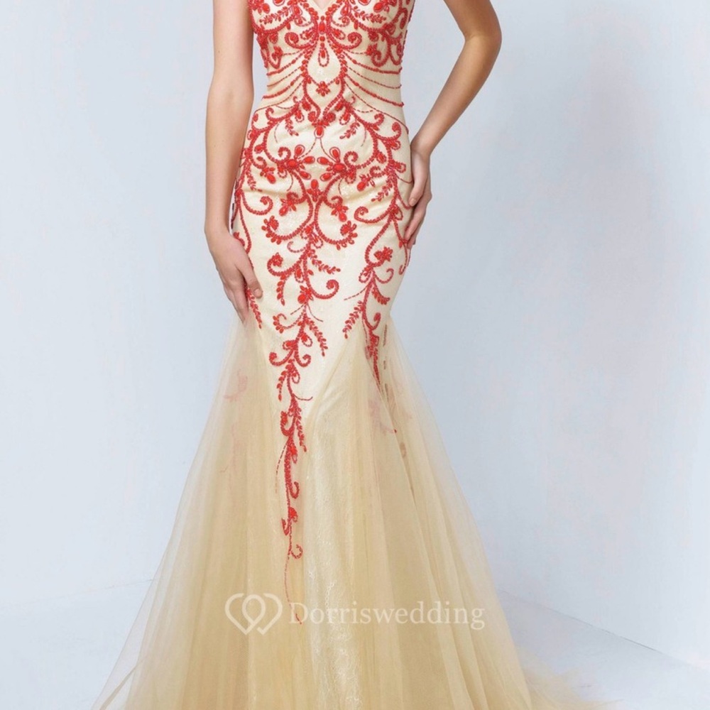 Dancing Queen Red and Cream Prom Dress